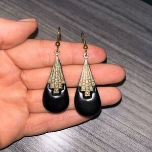 Elegant Black and Gold Drop Earrings